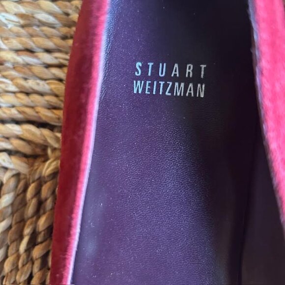 Stuart Weitzman Womens Loafers Lys Scarlet Red Flats Fleur De Lis Suede - Picture 4 of 9